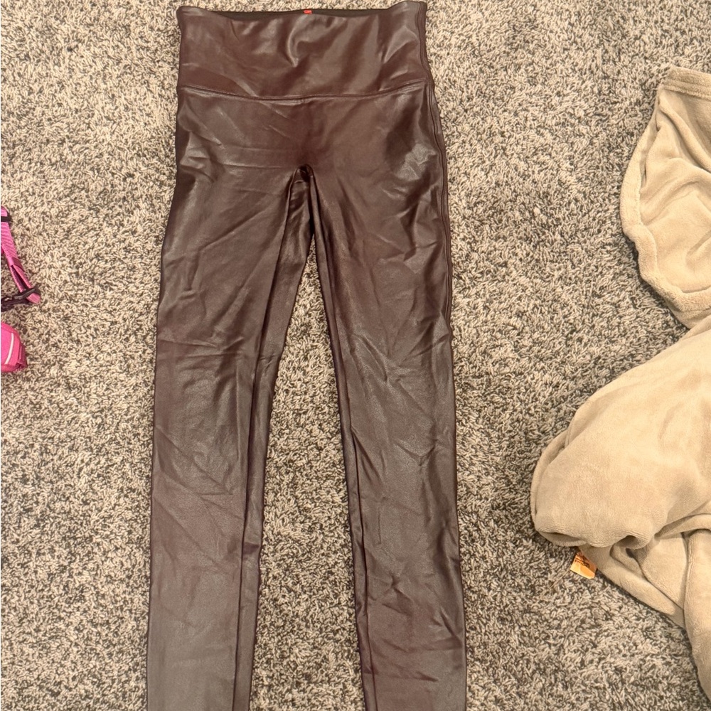 Spanx Faux Leather Leggings in Deep Brown